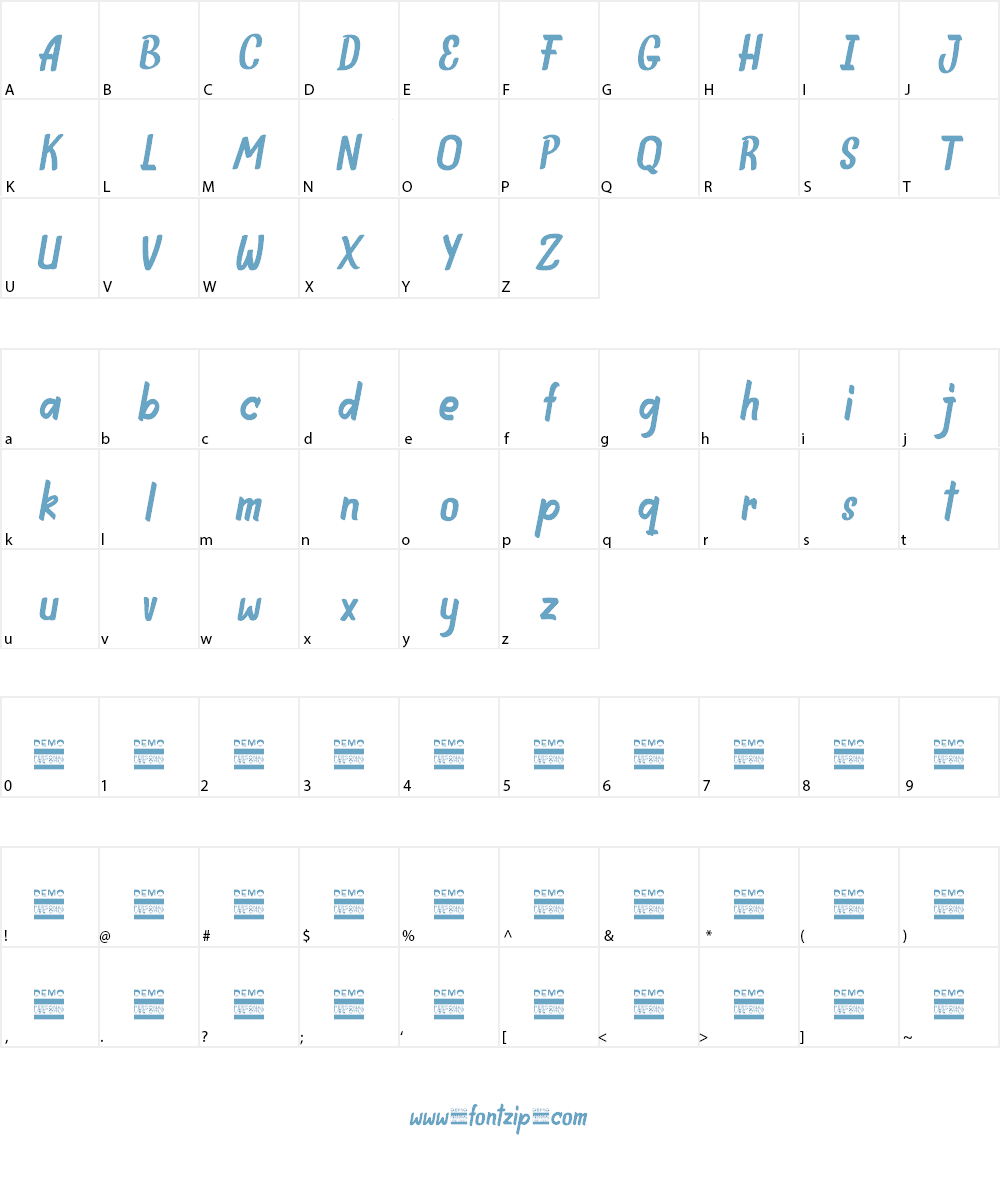INDIEFEST Demo Font Character